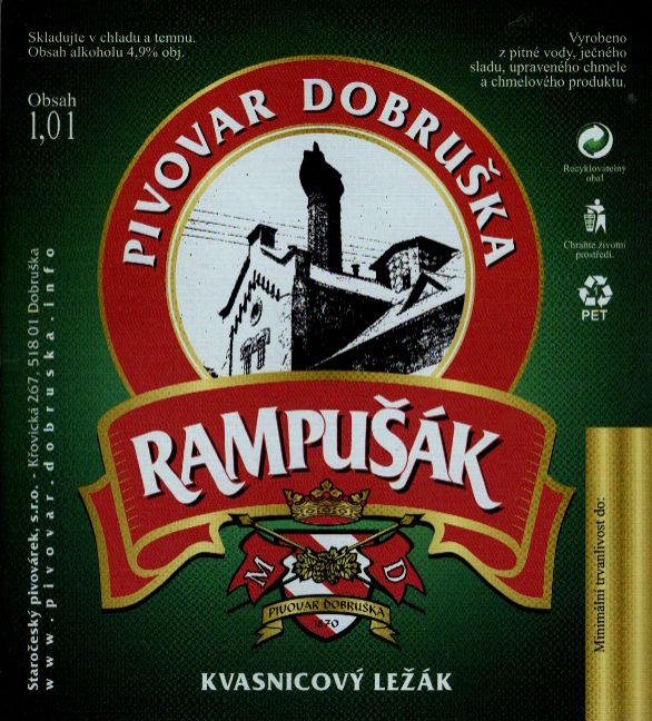 RAMPUŠÁK NEFILTROVANÉ PIVO 12% SVĚTLÝ LEŽÁK (1,0L) (Dobruška) (E)