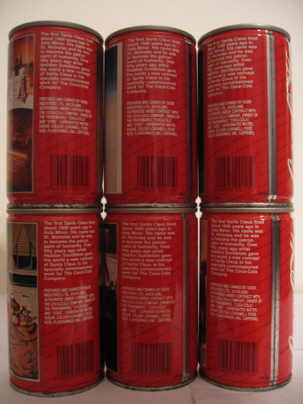 Coca Cola santa claus 6 cans complete set from NEW ZEALAND (CS) (33,3 cl) (T-O)