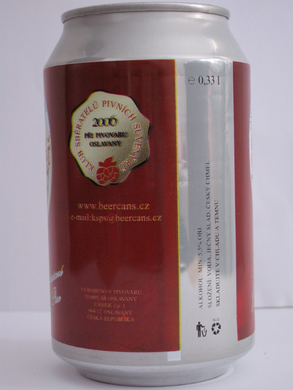 Oslavany TEMPLÁŘ Original 15% Kvasnicové Pivo (33cl) (B/O)