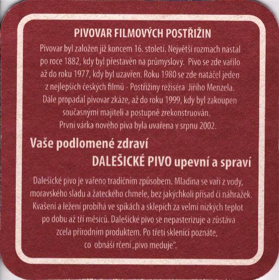 DALEŠICKÉ PIVO Pivovar filmových Postřižin (celá budova) (PTMP-Č-ab)