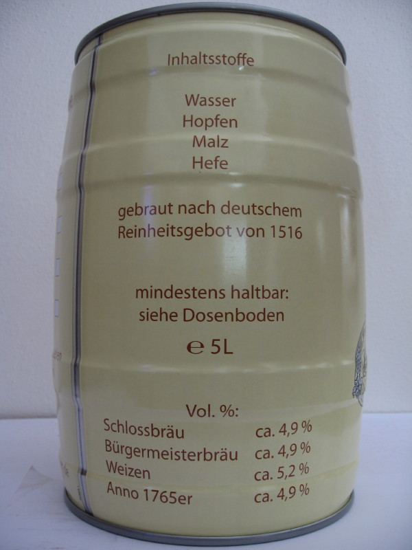 Fallersleber Schlossbrau Burgermeisterbrau Weizenbier Anno 1765er 