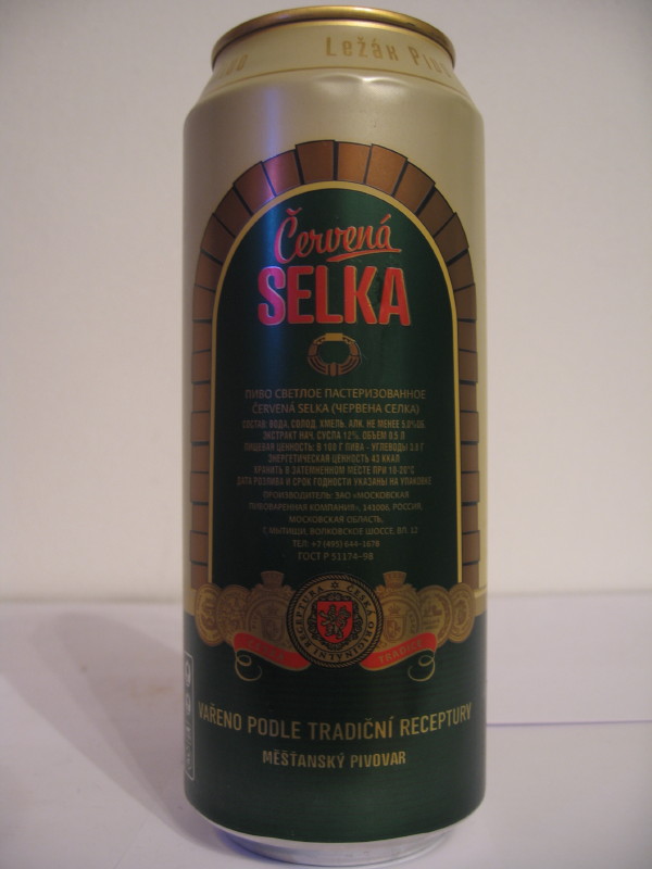 Červená SELKA Světlé Originální Ležák Pivo