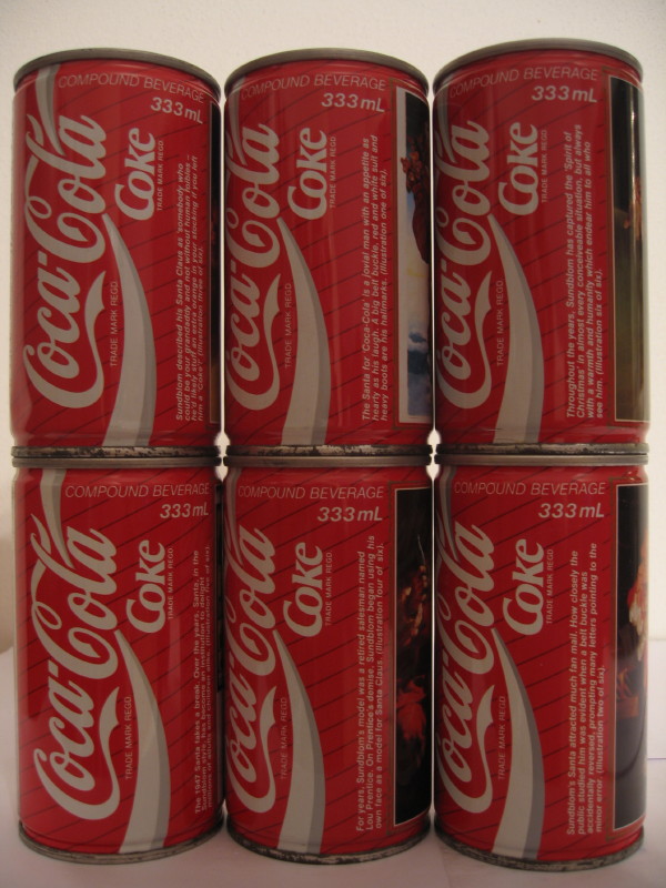 Coca Cola santa claus 6 cans complete set from NEW ZEALAND (CS) (33,3 cl) (T-O)