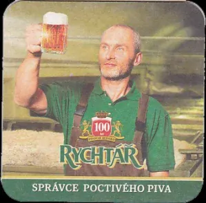 RYCHTÁŘ 100 let SPRÁVCE POCTIVÉHO PIVA WWW.RYCHTAR.CZ (zdvižený půllitr) (PTVP-Č-ab)