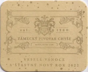 ZÁMECKÝ PIVOVAR CHÝŠE VESELÉ VÁNOCE A ŠŤASTNÝ NOVÝ ROK 2022 (béžový) (PTMP-S-a)
