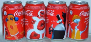 Coca Cola Happiness Factory from FRANCE (4 cans) (STEEL) (33cl) (B/O)