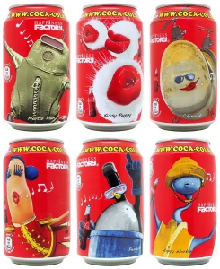 oca Cola Happiness Factory set for BE-NE-LUX (6 cans) (33cl) (B/O)