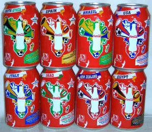 Coca Cola FIFA CONFEDERATIONS CUP 2009 set from SOUTH AFRICA (8 cans) (33cl) (B/O)
