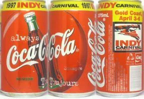 Coca Cola always Siempre Toujours INDY CARNIVAL 1997 can from AUSTRALIA (37,5cl) (B/O)
