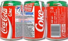 Coca Cola Coke SEGA Instant Win 100 000 PRIZES TO BE WON! can from UNITED KINGDOM (33cl) (T/O)