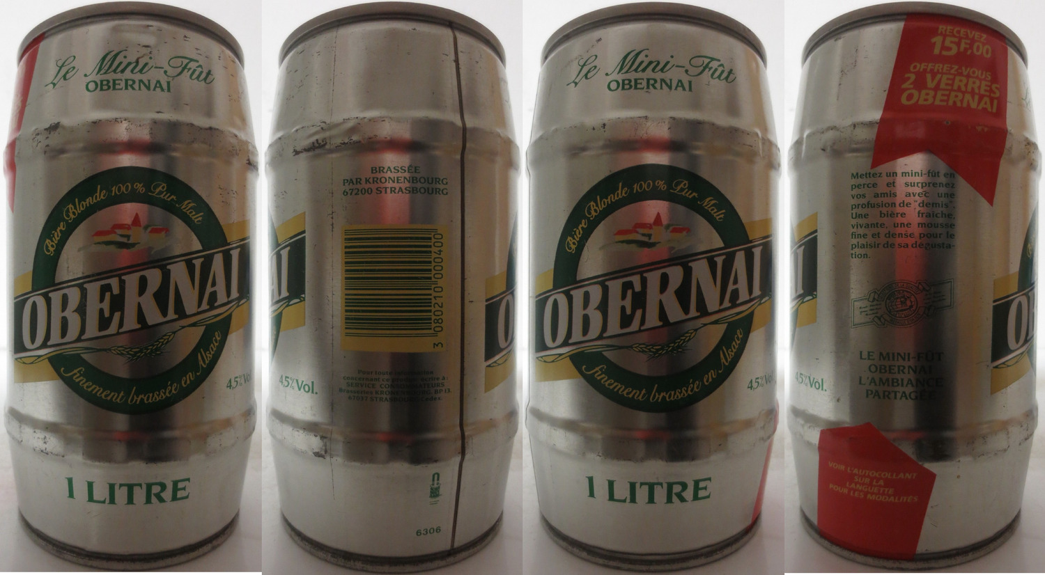 OBERNAI 1 LITRE RECEVEZ 15 F,00 from FRANCE (100cl) (T/O) Nr.1 