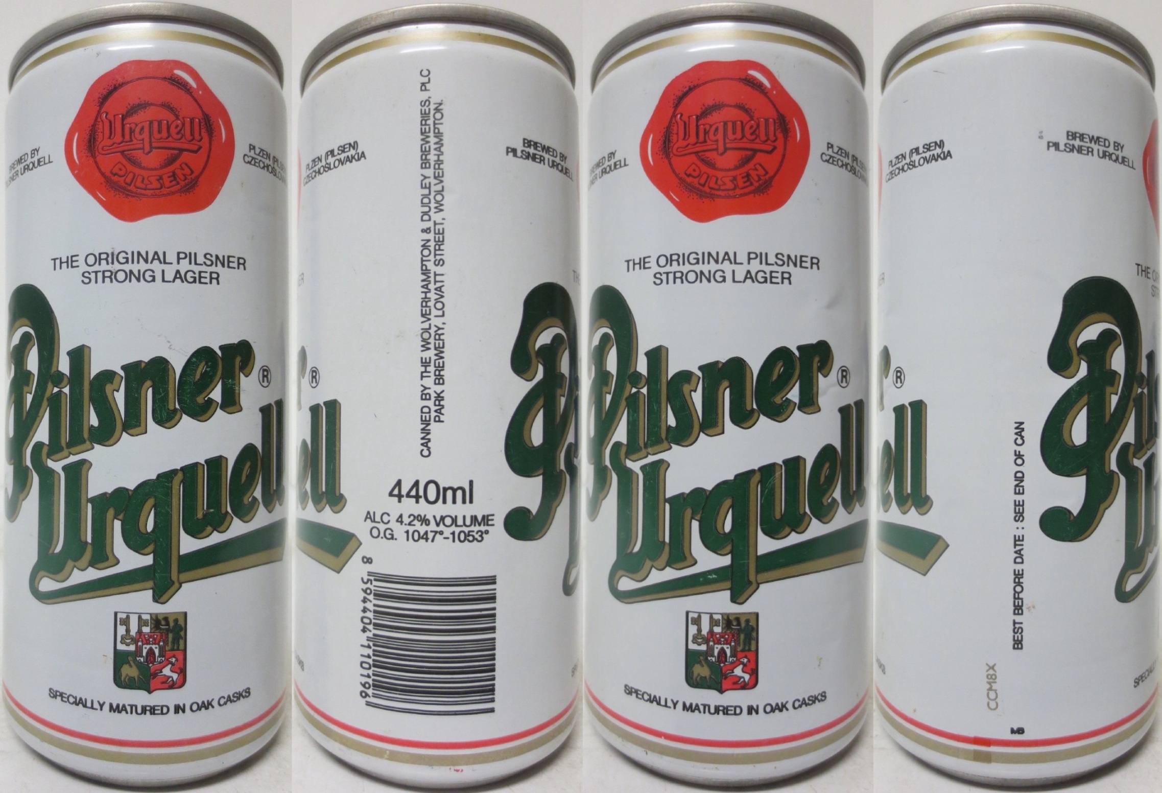 Pilsner Urquell export can for UK from CZECH REPUBLIC (AL) (44cl) (T/O) 