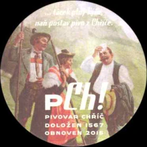 pCh! PIVOVAR CHŘÍČ DOLOŽEN 1567 OBNOVEN 2015 ... tácek plný kýče, naň postav pivo z Chříce. (PTMP-K-ab) 