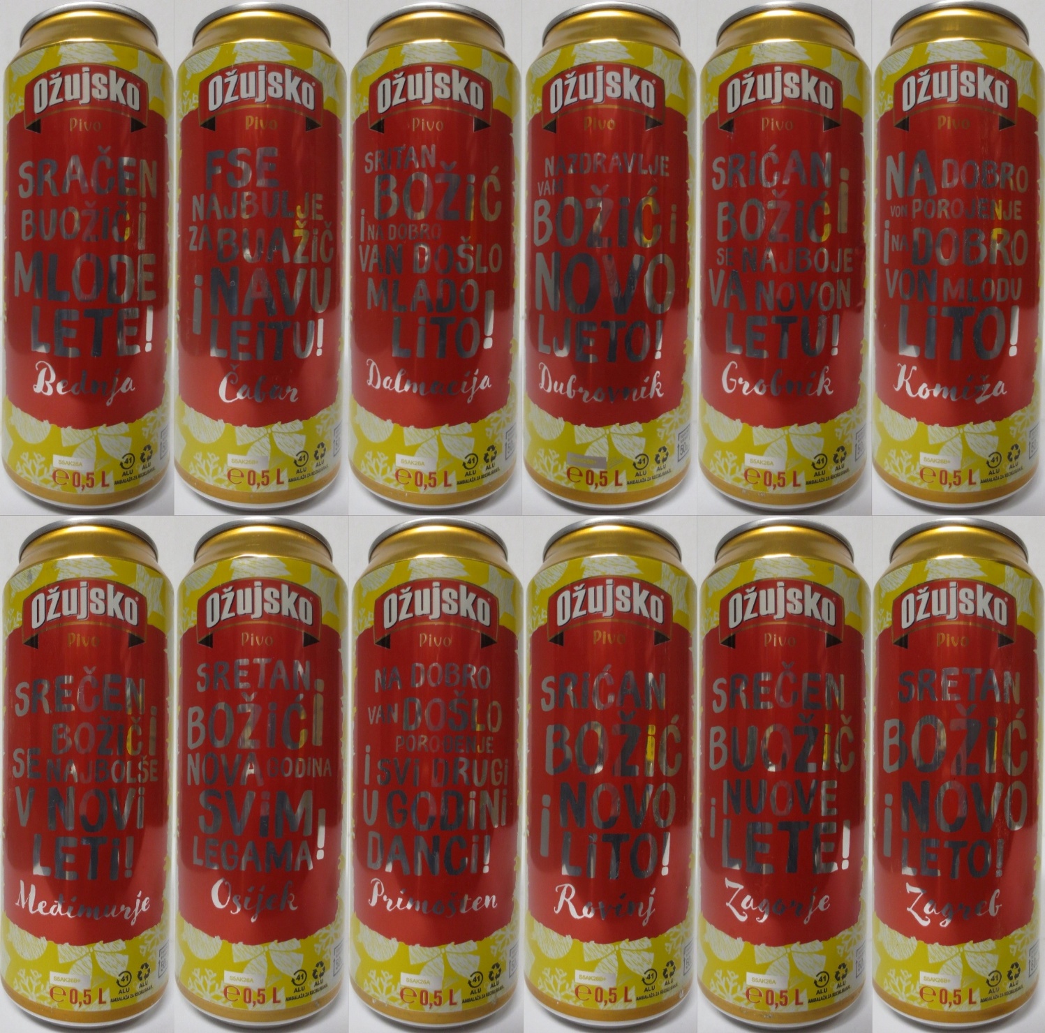 Ožujsko city complete beer cans set 12 cans from Croatia (50cl) (B/O) 