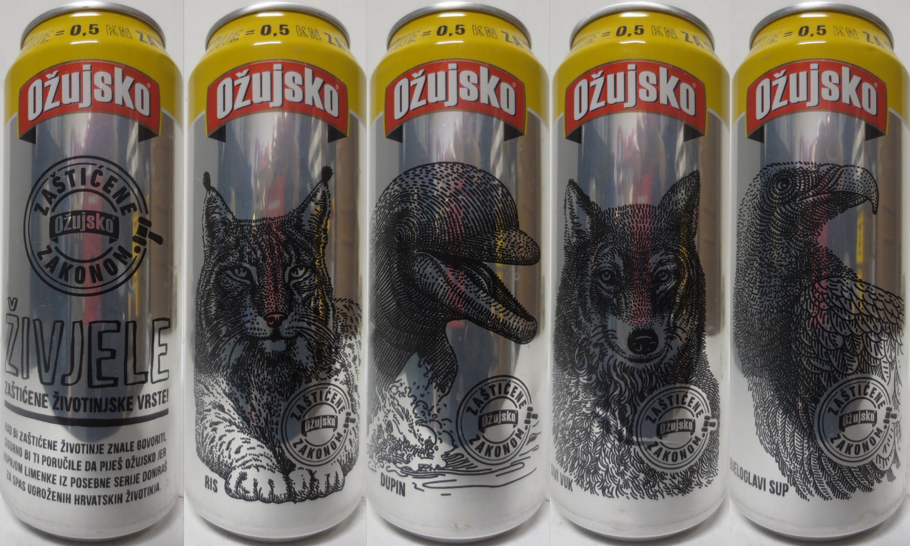 Ožujsko HRVATSKO PIVO No.1 complete beer cans set 5 cans from Croatia (50cl) (B/O) 