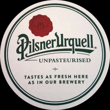 Pilsner Urquell UNPASTEURISED TASTES AS FRESH HERE AS IN OUR BREWERY WWW.BARCENTRAL.SE (PTEX-K-ab) 