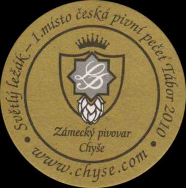 Zámecký pivovar Chýše Světlý ležák - 1.místo česká pivní pečeť Tábor 2010 (PTMP-K-a) -