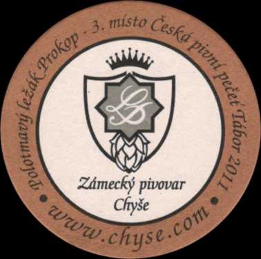 Zámecký p. Chýše Polotmavý ležák Prokop - 3.místo Česká pivní pečeť Tábor 2011 (PTMP-K-a)