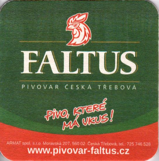 FALTUS PIVOVAR ČESKÁ TŘEBOVÁ PIVO,KTERÉ MÁ VKUS! (zeleno-červený) č.1 (PTMP-Č-a)