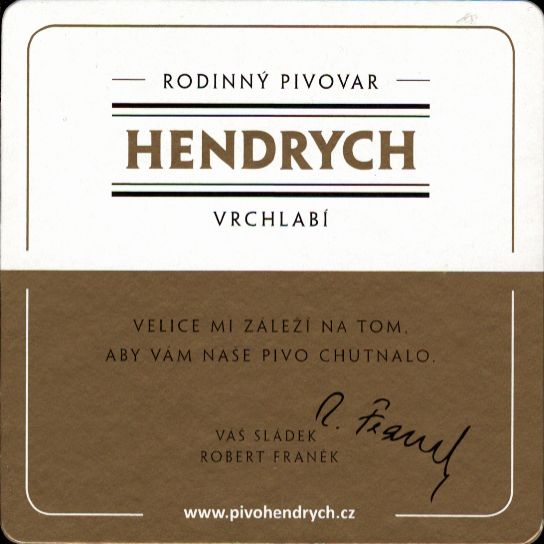 RODINNÝ PIVOVAR HENDRYCH VRCHLABÍ (tenký papír) (PTMP-Č-ab) 