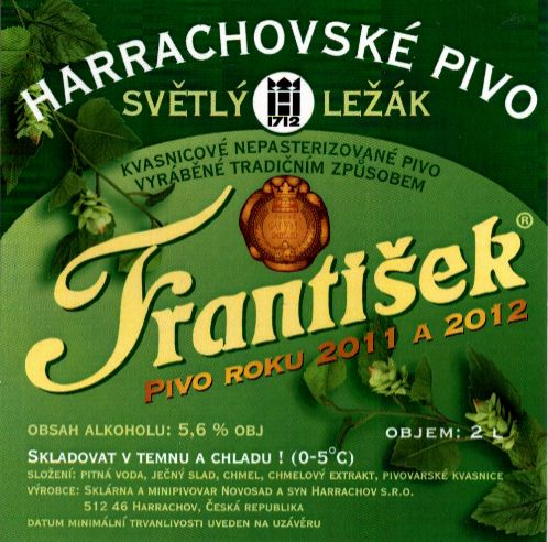 František SVĚTLÝ LEŽÁK PIVO ROKU 2011 a 2012 (2,0L) (Harrachov) (S)