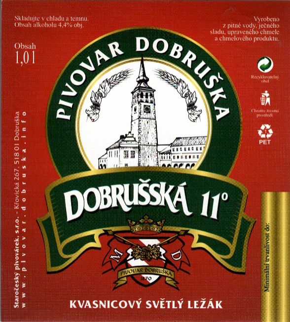 DOBRUŠSKÁ 11° KVASNICOVÝ SVĚTLÝ LEŽÁK (1,0L) (Dobruška) (E)