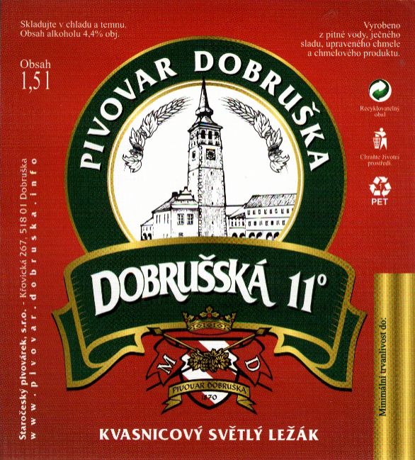 DOBRUŠSKÁ 11° KVASNICOVÝ SVĚTLÝ LEŽÁK (1,5L) (Dobruška) (E)
