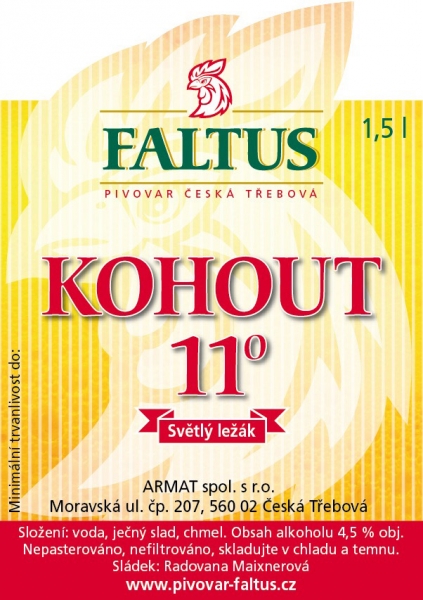 FALTUS KOHOUT 11° Světlý ležák (1,5L) (Česká Třebová) (S)