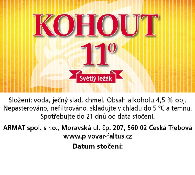 KOHOUT 11° Světlý ležák (sudovka) (Česká Třebová) (S)