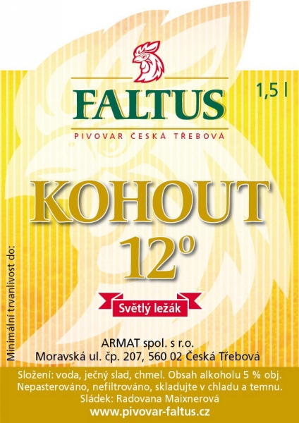 FALTUS KOHOUT 12° Světlý ležák (1,5L) (Česká Třebová) (S)