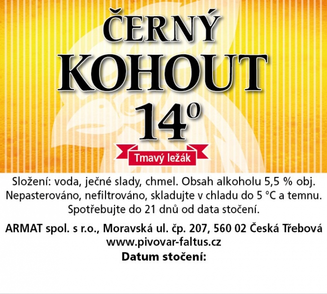 ČERNÝ KOHOUT 14° Tmavý ležák (sudovka) (Česká Třebová) (S)