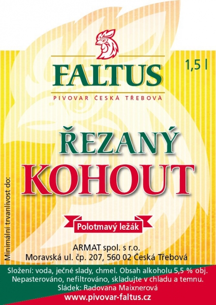 FALTUS ŘEZANÝ KOHOUT Polotmavý ležák (1,5L) (Česká Třebová) (S)