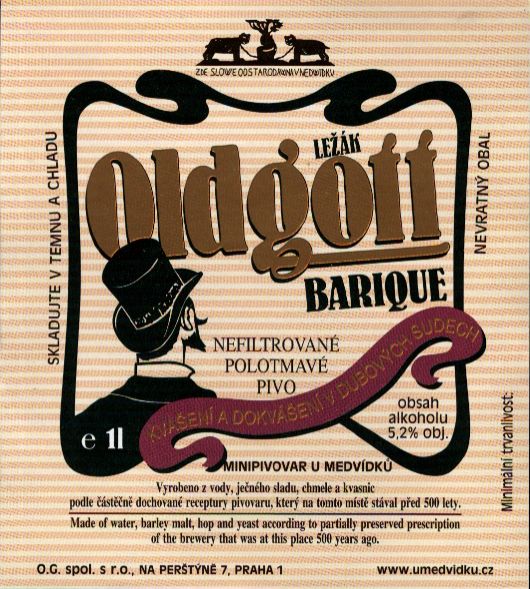 Oldgott LEŽÁK BARIQUE NEFILTROVANÉ POLOTMAVÉ PIVO (1L)
