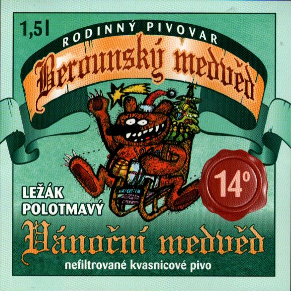 14° Vánoční medvěd LEŽÁK POLOTMAVÝ (1,5L) (Beroun) (S)