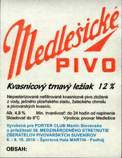Medlešické PIVO Kvasnicový tmavý ležiak (červený) (Medlešice) (S)