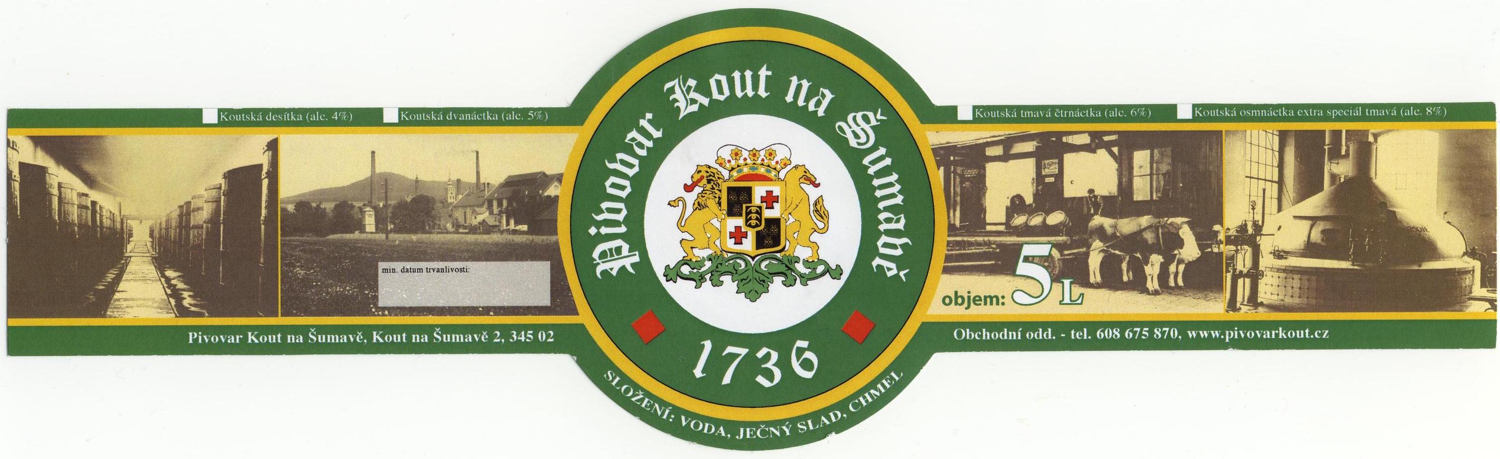 Pivovar Kout na Šumavě 1736 (5L) (S)