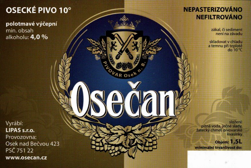 Osečan OSECKÉ PIVO 10° polotmavé výčepní (1,5L)