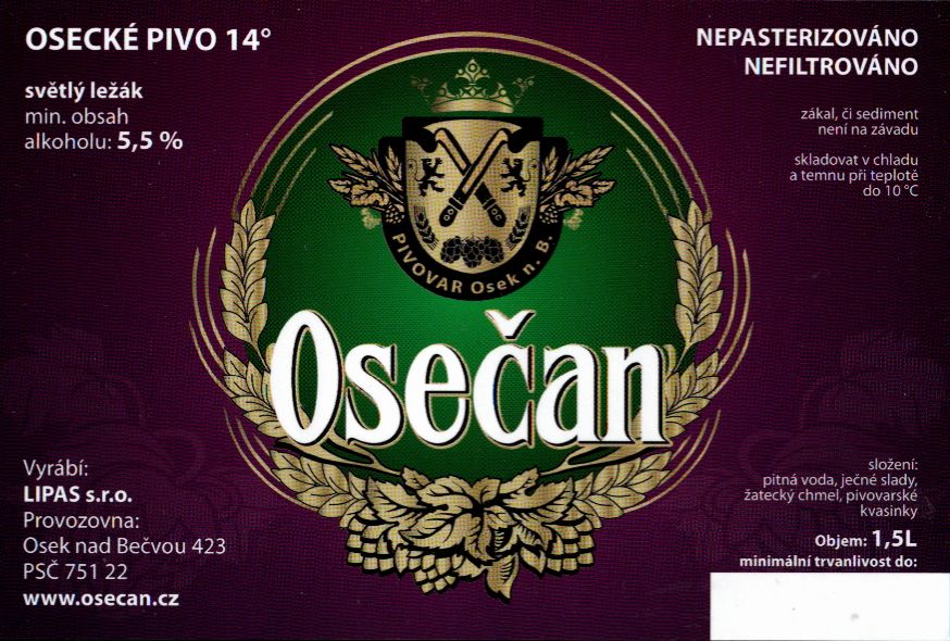 Osečan OSECKÉ PIVO 14° světlý ležák (1,5L)