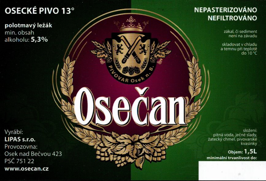 Osečan OSECKÉ PIVO 13° polotmavý ležák (1,5L) 