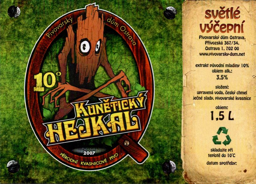 10° KUNĚTICKÝ HEJKAL světlé výčepní (1,5L) (Qásek-OStrava) (S)