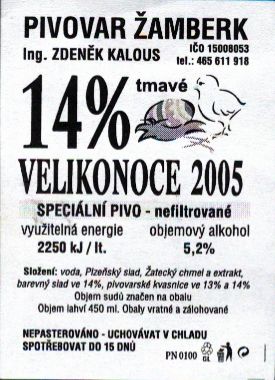 14% VELIKONOCE 2005 SPECIÁLNÍ PIVO - nefiltrované (0,45L) 