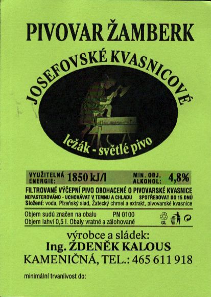 JOSEFOVSKÉ KVASNICOVÉ ležák-světlé pivo (0,5L) 