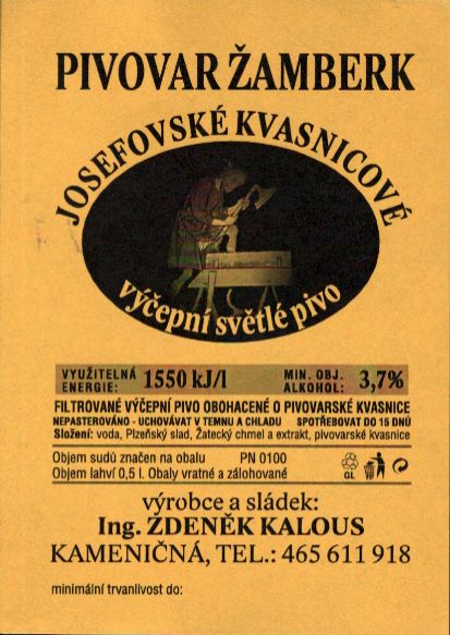 JOSEFOVSKÉ KVASNICOVÉ výčepní světlé pivo (0,5L) 