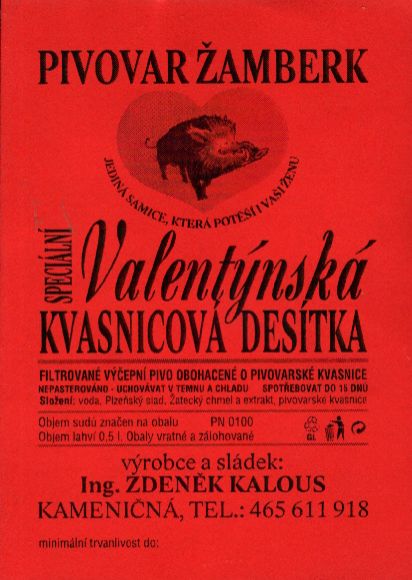 Valentýnská KVASNICOVÁ DESÍTKA červená (0,5L) 