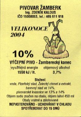 VELIKONOCE 2004 10% VÝČEPNÍ PIVO - Žamberecký kanec (0,45L)  
