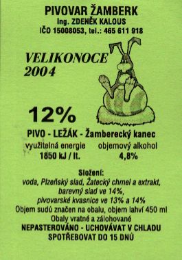 VELIKONOCE 2004 12% PIVO - LEŽÁK - Žamberecký kanec (0,45L) 