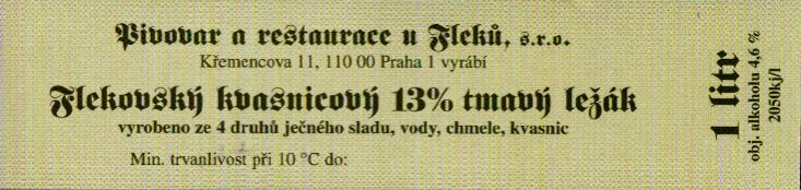 Flekovský kvasnicový 13% tmavý ležák (1L) 