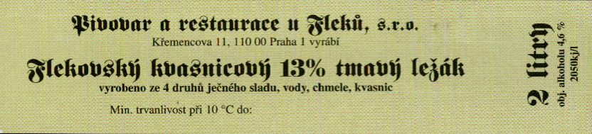 Flekovský kvasnicový 13% tmavý ležák (2L) 