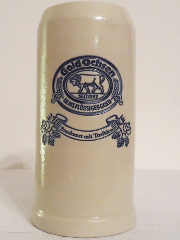Gold Ochsen ULMSFLÜSSIGES GOLD (0,5L) keramický korbel