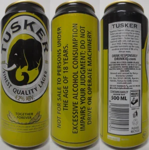 TUSKER FINEST QUALITY LAGER 4,2% ABV. from KENYA (50cl) (T/O) Nr.1 